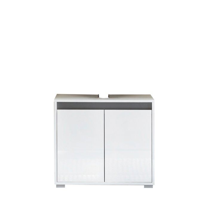 meuble sous lavabo trend team - blanc/gris - bois d'ingénierie - design contemporain