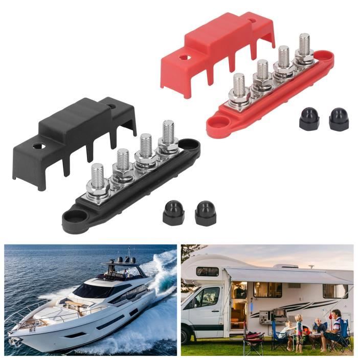 Bloc Distribution Alimentation DC 12-48V 250A - Barre Collectrice M10 - Rouge Et Noir