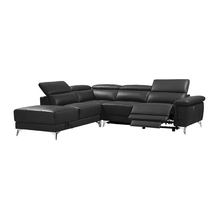 Canapé dangle gauche relax électrique en cuir gris anthracite PASCALINE