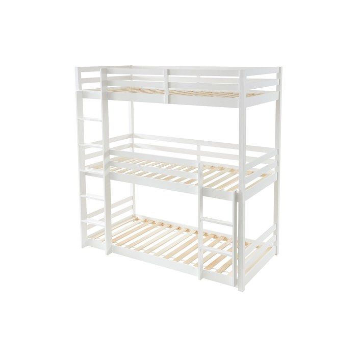 Lits superposés triple - 3 x 90 x 200 cm - Pin - Blanc - VAGAR