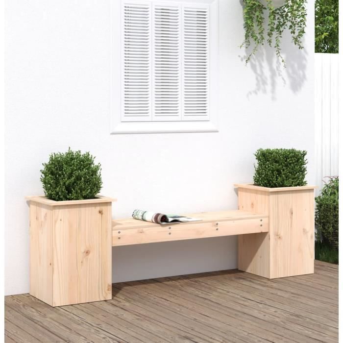 vidaXL Banc avec Jardinières Bois de Pin - vue 2