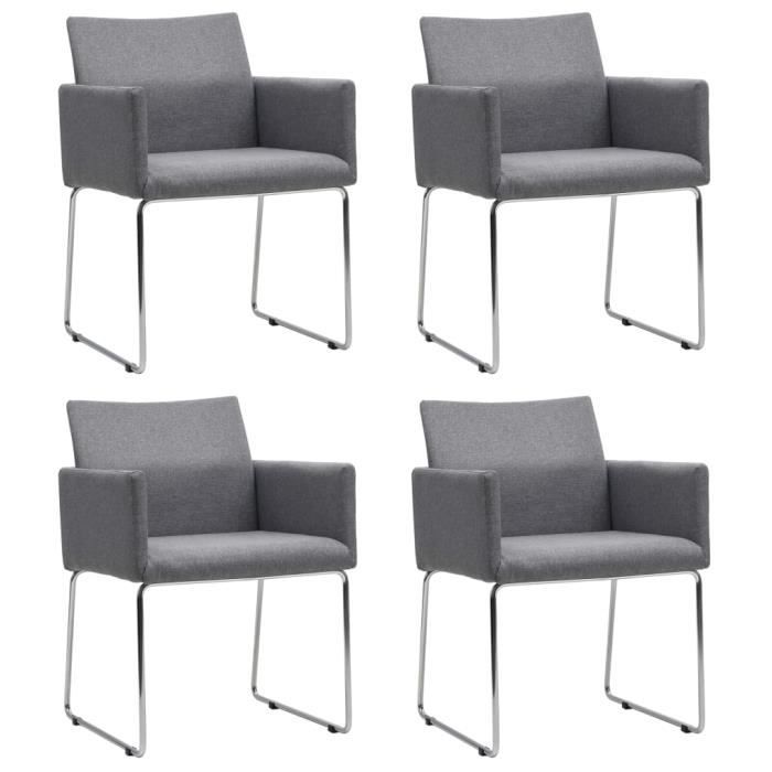 VidaXL Chaises de salle à manger 4 pcs Gris clair Tissu  Cdiscount Maison