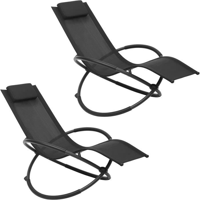WOLTU Chaise Longue Pliable Lot de 2 Bain de Soleil pour Jardin en Tissu Respirant Charge maximale 160 kg Noir WOLTU Chaise Longue Pliable Lot de 2 Bain de Soleil pour Jardin en Tissu Respirant Charge maximale 160 kg Noir