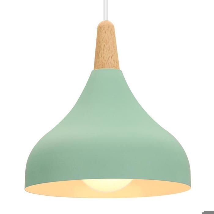 UNI Lustre Suspension Contemporain E27 Luminaire Corde Ajustable 20x20cm Vert