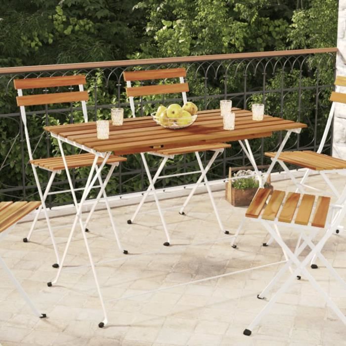 Table Exterieur Bois Table Bistro Pliable VidaXL - Teck Massif 60x60x65cm - Jardin Terrasse Intérieur/extérieur - Design élégant Pliable Table Bois Exterieur