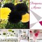 LOT DE 6 FLEURS POMPOMS ORGANZA GRIS 4,5 cm