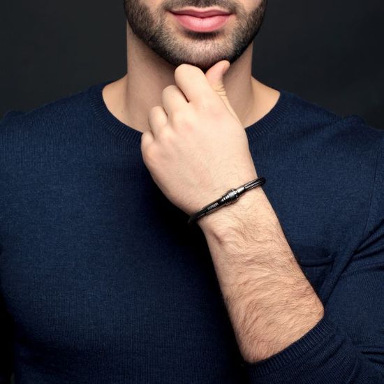 FERRARI Bracelet Homme noir Achat Vente bracelet gourmette