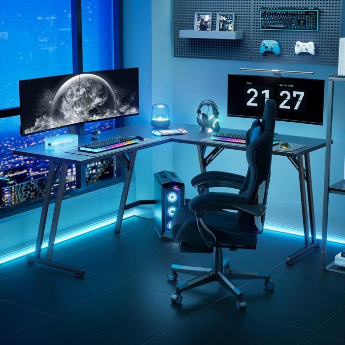 Bureau Gamer Homidec 130x60 Cm Noir Carbone - Setup Gaming Ergonomique 2022