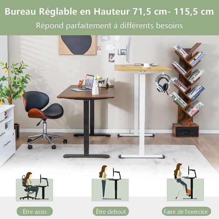 VEVOR Bureau Debout Mobile 713-1118 Mm Bureau Assis Debout Hauteur Réglable Charge 18,1 Kg Avec