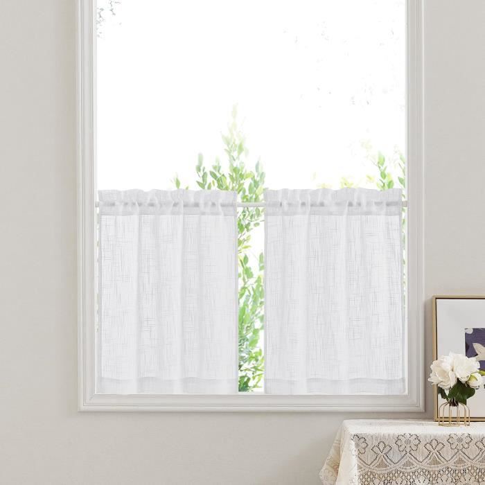 Rideau Cuisine 60X90 - Rideau Court Draperies Voile En Lin Effet Motif ...