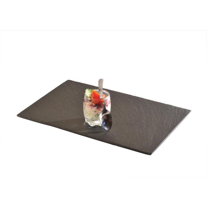 Plateaux De Service En Ardoise - Lot De 2 - 20x20cm - Coeurs Dessinés - Pour Buffet, Fromage, Sushi - Antidérapants