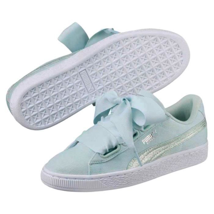 Puma basket top heart verde