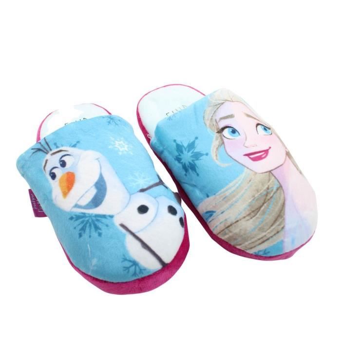Chaussons Enfant La Reine des Neiges Disney - Elsa et Olaf - Tailles 28 à  35 - Dessous antidérapant bleu - Cdiscount Chaussures