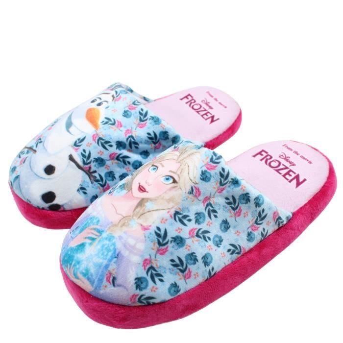 Chaussons Enfant La Reine des Neiges Disney - Elsa et Olaf - Tailles 28 à  35 - Dessous antidérapant bleu - Cdiscount Chaussures