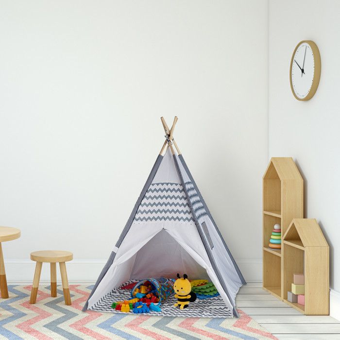 Tente Tipi Pour Enfants Avec Sac Polyester Gris 115 X 115 X 160 Cm 02 0005181 99529023