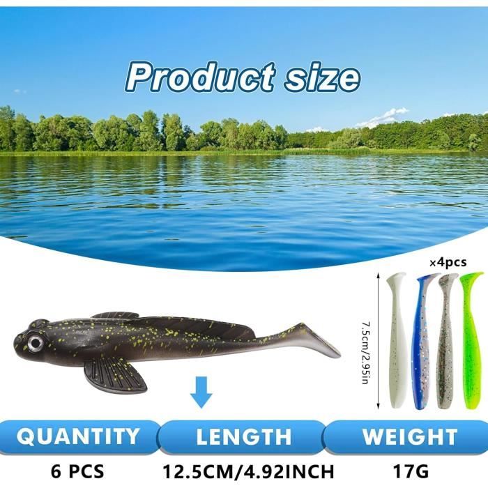 Lot De 6 Poissons En Caoutchouc De 12,5 Cm Avec 4 Vers À Queue En T De — free download