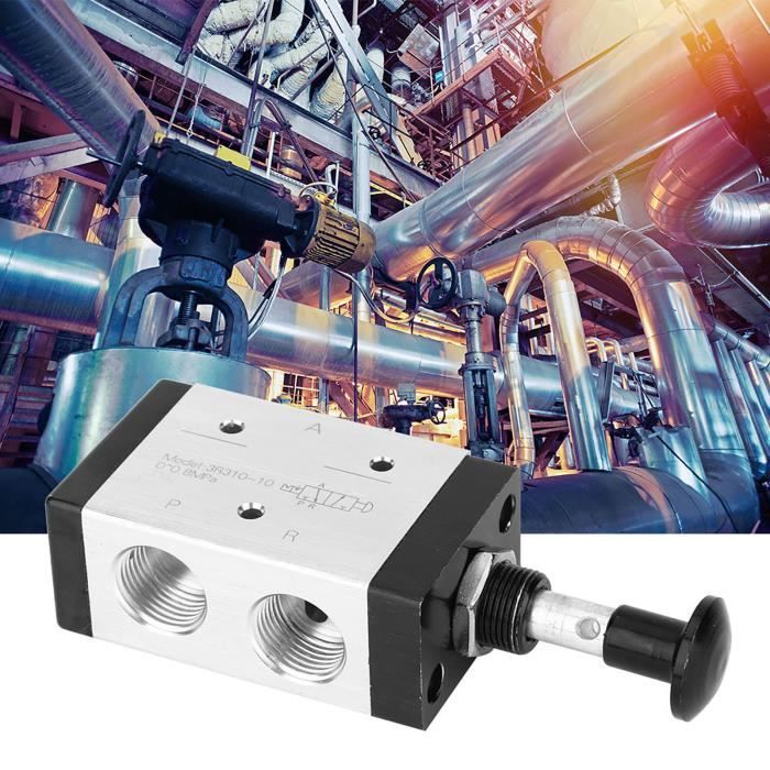 Électrovanne Pneumatique 1/4" 5/3 Positions à Levier Manuel Push-Pull - Modèle 4H330-10