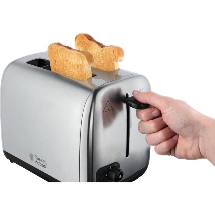 Russell Hobbs Grille-Pain Heaton 2 Fentes XL - Acier Inox Brossé - 6 Niveaux, Décongélation, Réchauffage, Lift & Look