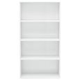 Bibliothèque à 4 niveaux Contemporain Meuble de Rangement - Blanc brillant Meuble Étagère Aggloméré 80 x 30 x 151,5cm ❤-2