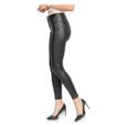 Jean femme slim fit enduit / Simili cuir Skinny Taille haute - Jean couleur noir-2