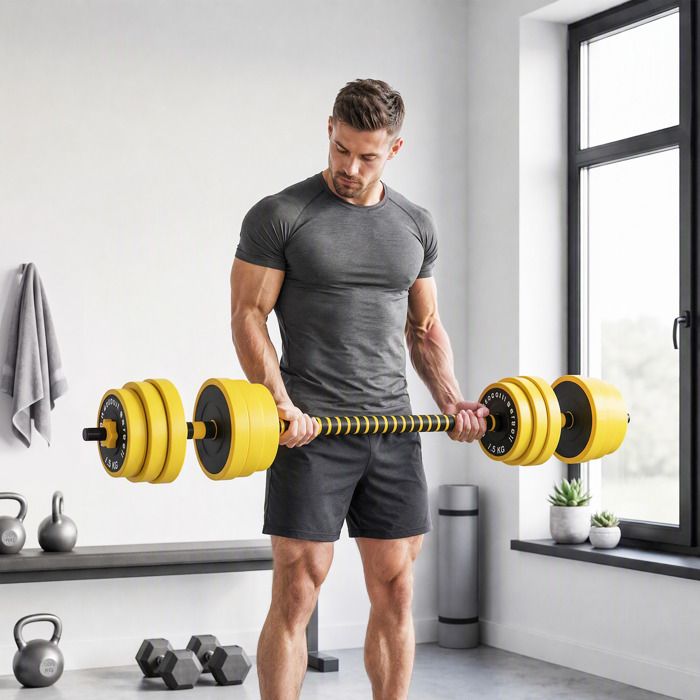 Haltères Réglables 20 Kg 3 En 1 - Lot Haltères & Barres Musculation Pour Homme/Femme, Kit Fitness Maison Avec Poids 1.25-2 Kg, Antidérapant Bleu