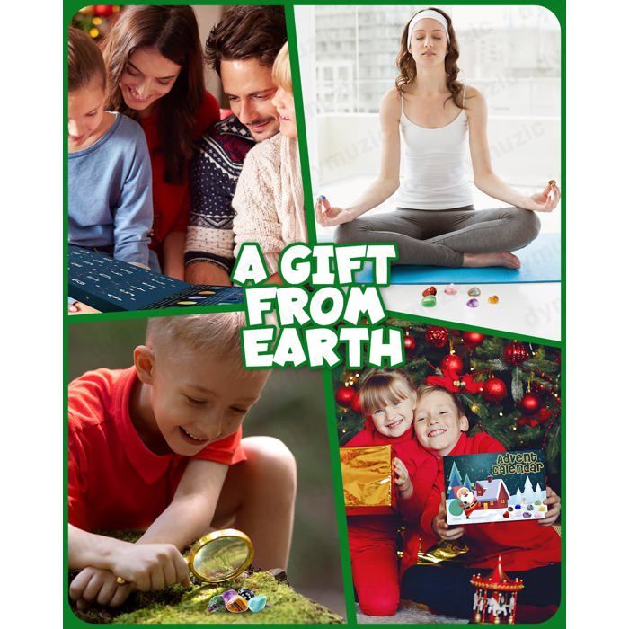 Calendrier De L'Avent 2025 Avec 24 Cristaux Naturels - Cadeau Enfant, Femme, Ado Pour Noël