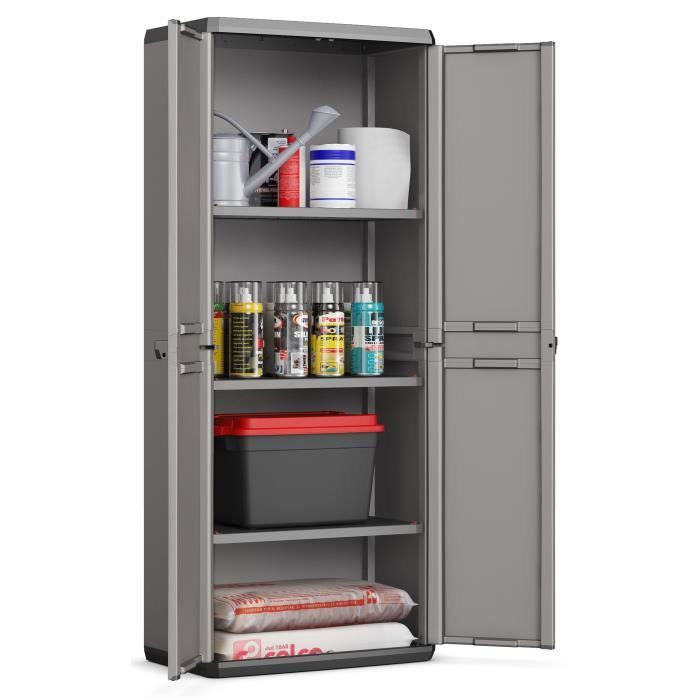Armoire de rangement KETER Più 3 tablettes réglables Gris