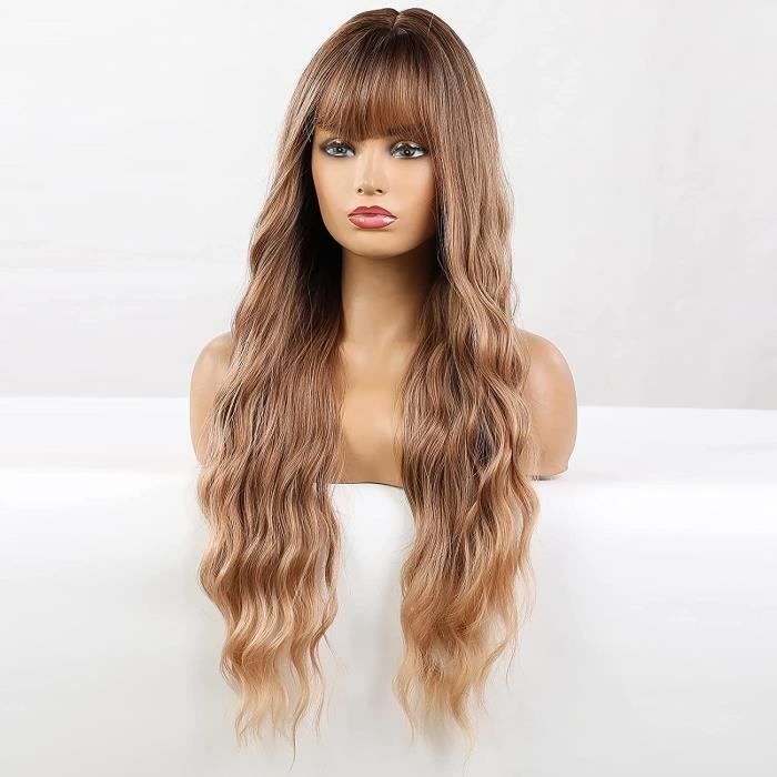 Nouvelle Perruque Blonde Cendrée Perruques Synthétiques Longues Cheveux Bouclés Pour Femmes Vague Moelleuse Ombre Perruque Costume Carnaval Fête Régulière Cur Perruque 26 Pouces