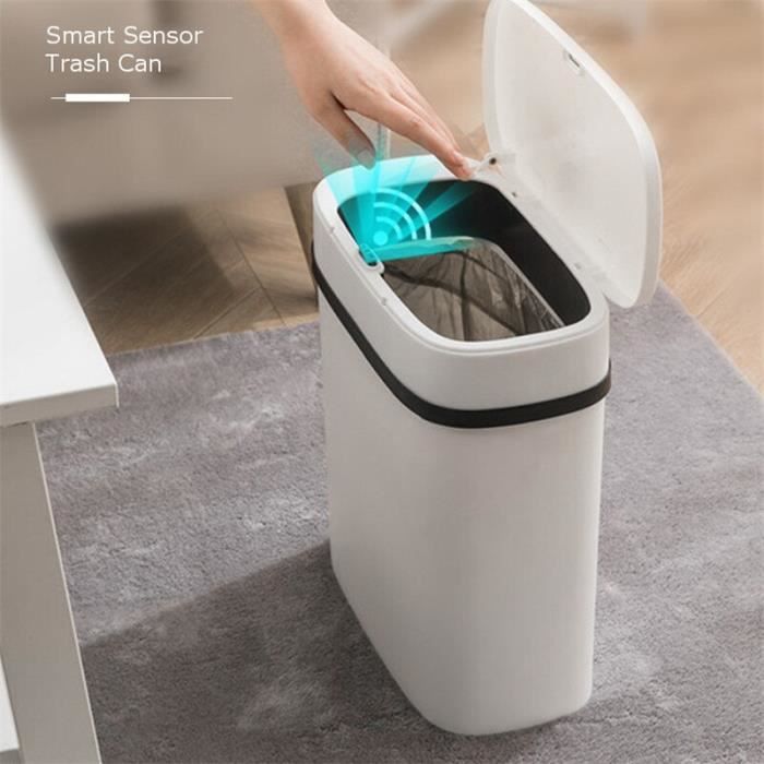 Poubelle,10L-12L Smart poubelle électronique automatique capteur ménage  salle de bains toilette étanche étroite - Type WHITE-10L - Cdiscount Maison