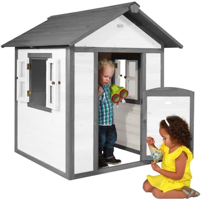Maisonnette en bois FSC AXI Noa pour enfants | Maison de jeux extérieure marron & vert