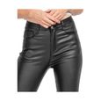 Jean femme slim fit enduit / Simili cuir Skinny Taille haute - Jean couleur noir-3