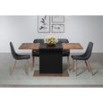 Table à manger KENDO 6 personnes - Mélamine chêne ambré et noir mat - L160 x P80 x H76 cm - TRENDTEAM-3