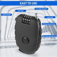 2 Cadenas à Câble à Combinaison 4 Chiffres - 130 Cm Rétractable, Acier Inoxydable, Pour Vélo, Casque Moto, Bagage