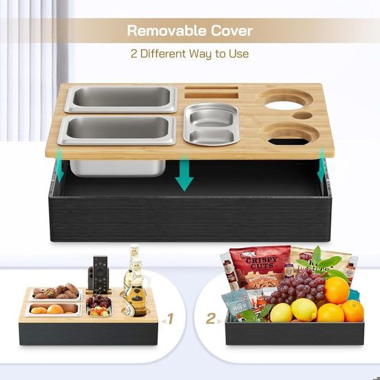 Plateau De Canapé, Boîte Snack-Bar Plateau De Canapé En Bois Avec Bols