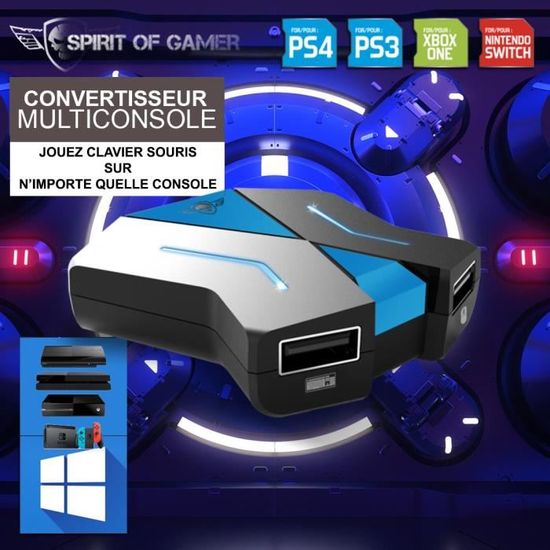 Pack Cross Gamer V2 Clavier Souris Tapis Convertisseur pour Xbox One PS4  PS3 Switch - HND