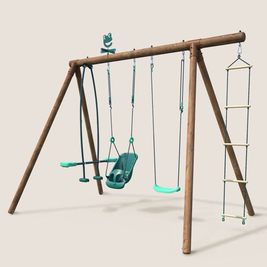 Soulet Portique En Bois Pour Enfant Suzon Balancoire Vis A Vis Siege Bebe Echelle De Corde Jusqu A 5 Enfants L 3 18 Cdiscount Jeux Jouets