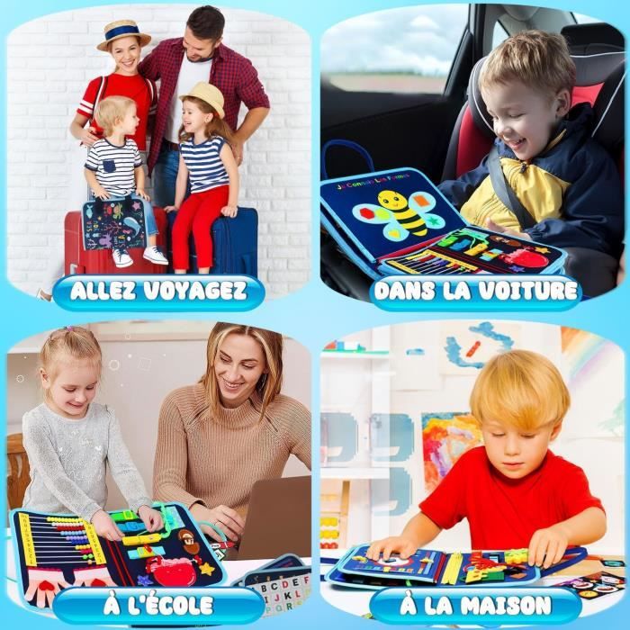Busy Board Jeux Montessori âge 1 an Enfants,4 Couches Jouet Planche Montessori, Planche