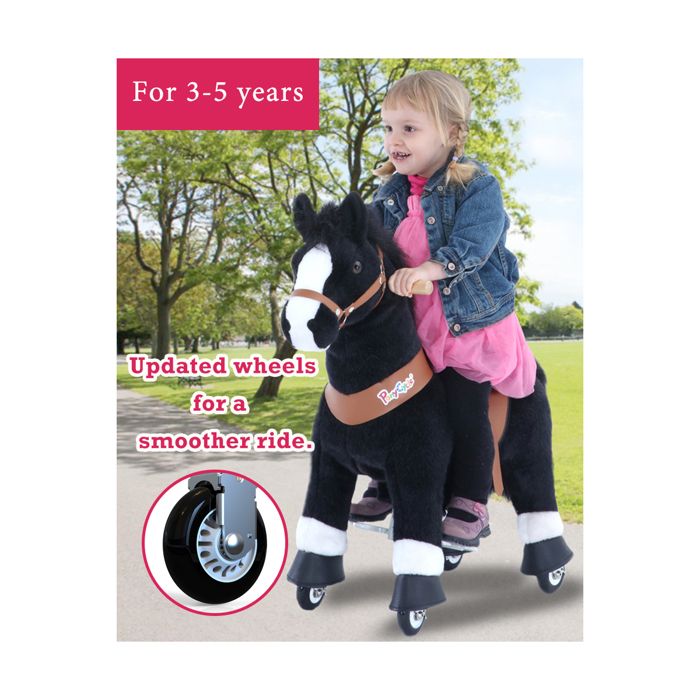 Cheval a Bascule Jouet PonyCycle Modele U Noir avec Frein et Son Taille 3 pour les 3 5 ans