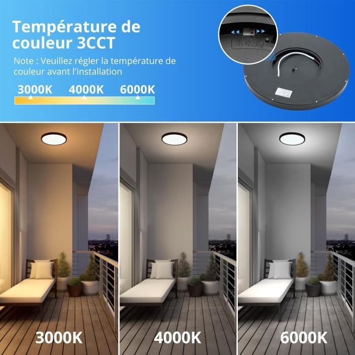 Plafonnier LED Wowatt Avec Détecteur De Mouvement Radar - 3 Températures De Couleur - Sans Fil Rechargeable IP44