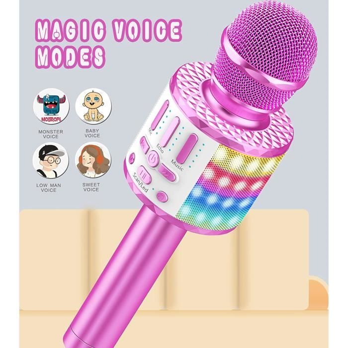 Microphone pour chanter enfant 4-15 ans, karaoke micro sans fil bluetooth  avec lumières led, micro modificateur de voix avec [A61] - Cdiscount Jeux -  Jouets