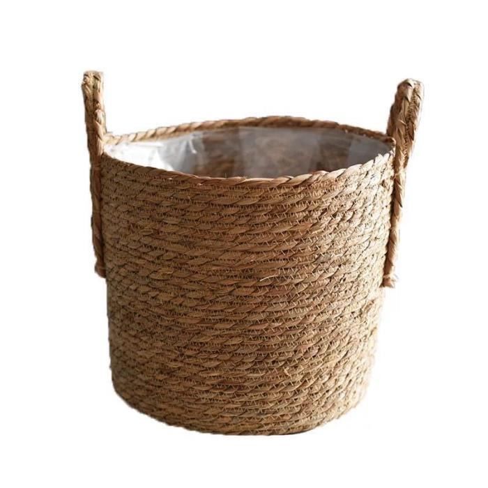 Plateau De Rangement Rond En Rotin 30 Cm - Panier Tissé à La Main Avec Poignée Pour Cuisine Et Décoration