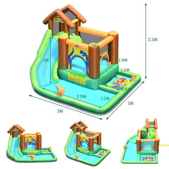 COSTWAY 9 en 1 Château Gonflable avec Toboggan & Souffleur 680W & Mur d’Escalade, Aire de Jeux Gonflable avec Piscine & Canon à Eau, Charge 90kg pour COSTWAY 9 en 1 Château Gonflable avec Toboggan & Souffleur 680W & Mur d’Escalade, Aire de Jeux Gonflable avec Piscine & Canon à Eau, Charge 90kg pour