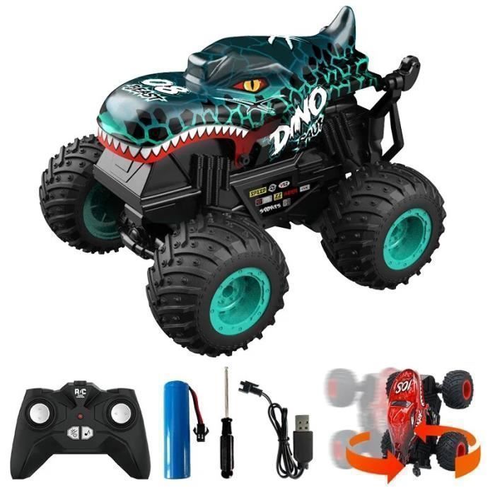 PATEMZON Voiture RC Dinosaure – Set De 2 – Lumières & Musique – 2,4 GHz – Cadeau Enfant 2-6 Ans Fille Garçon