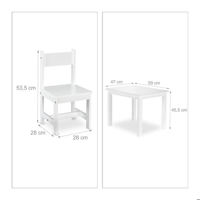 Relaxdays Ensemble Table Et 2 Chaises Enfant Blanc – Idéal Pour Dessiner, Jouer Et Manger En Toute Liberté !