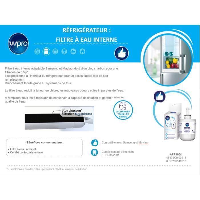 Filtre DA29/Wpro pour frigo - Filtre à eau APP100 Wpro compatible Samsung