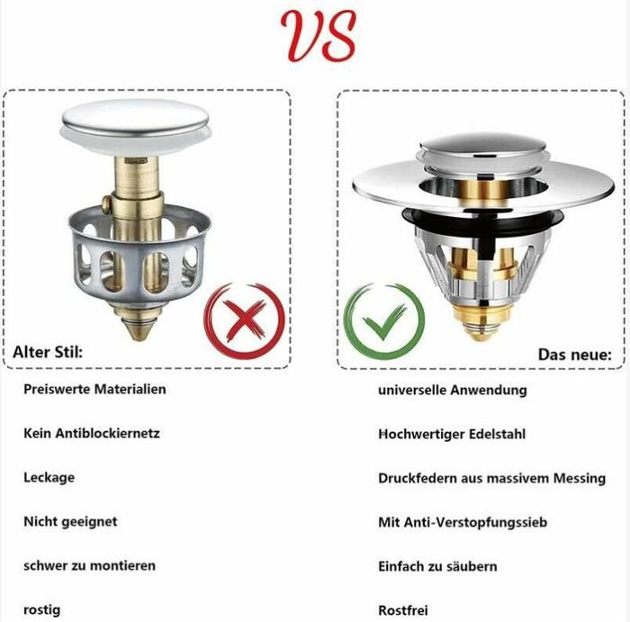 Bonde de lavabo Pop-Up Universel Bouchon evier Brass Bouchon lavabo