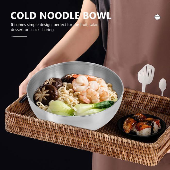 Bol en Acier Inoxydable Bol de Cuisson pour Nouilles Froides Bol de Repas Bol de Salade Récipient à Fruits