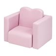 Canapé enfant convertible- Fauteuil deux en un pour enfant chic-Table et Chaise multifonctionnelles- rose pâle 49*38*44cm-0