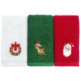 Torchons De Cuisine Noël - 3 Serviettes Coton Absorbantes à Motifs Festifs (Père Noël, Sapin, Bonhomme Neige)