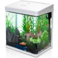 Nobleza - Aquarium en verre 14L avec lumières LED. Système de filtration écologique et pompe à eau intégrée. Couleur : blanc.-0
